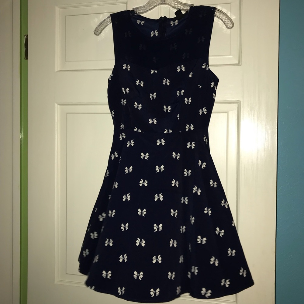 Navy blue fit and flare dress